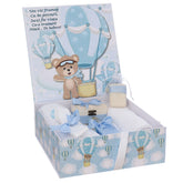 Trusou cu ursulet pentru botez baiat, 8 piese, albastru deschis, REC3273